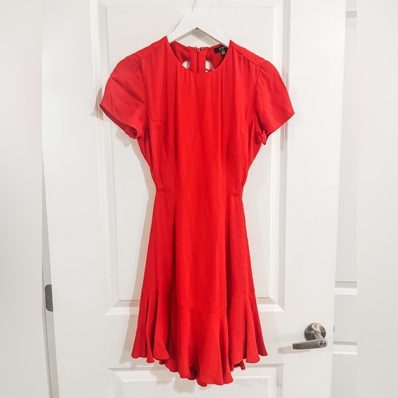 AFRM red rayon crepe dress with lattice back detail | Sz M - Picture 8 of 10